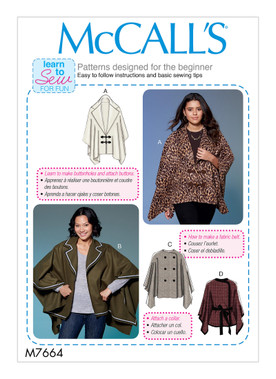 McCall's M7664 (Digital) | Misses' Capes and Belt with Closure Options | Front of Envelope