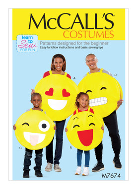 McCall's M7674 (Digital) | Adult/Children's Emoji Costumes | Front of Envelope