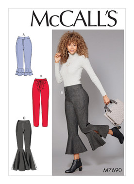 McCall's M7690 (Digital) | Misses' Pants With Flounce Variations and Sash | Front of Envelope