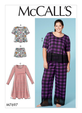 McCall's M7697 | Misses'/Women's Lounge Tops, Dress, Shorts and Pants | Front of Envelope