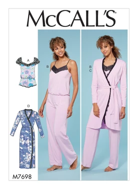McCall's M7698 (Digital) | Misses' Lounge Romper, Jumpsuit, Robes and Belt | Front of Envelope