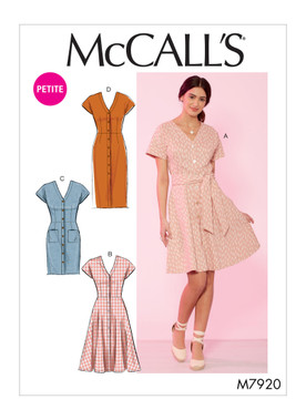 McCall's M7920 | Misses'/Miss Petite Dresses and Belt | Front of Envelope