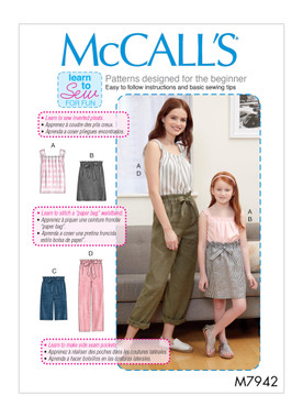 McCall's M7942 (Digital) | Misses', Children's and Girls' Top, Skirt, Shorts and Pants | Front of Envelope
