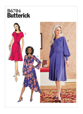 Butterick B6704 (Digital) | Misses' Dress & Sash | Front of Envelope