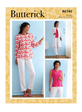 Butterick B6740 (Digital) | Misses' Jacket, Coat, Top & Pants | Front of Envelope