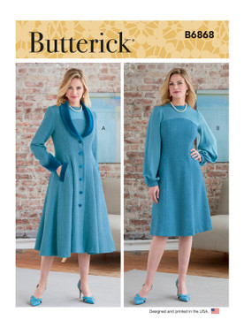 Butterick B6868 | Misses' and Women's Coat and Dress | Front of Envelope
