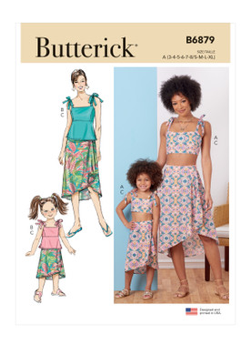 Butterick B6879 | Children's and Misses' Tops and Skirt | Front of Envelope