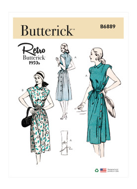 Butterick B6889 | Misses' Side-Buttoning Dress | Front of Envelope