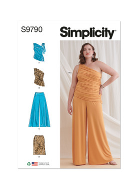 Simplicity 9715 High Waisted, Wide-leg Pants Sewing Pattern for Women,  Pleated Shorts Pattern, Blouse, Top, Shirt Patterns, Size 8-16 