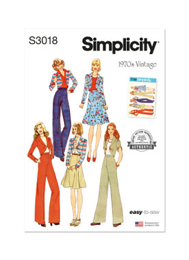 Simplicity Sewing Pattern 1970s Misses' Pants, Skirt and Jacket (PDF)