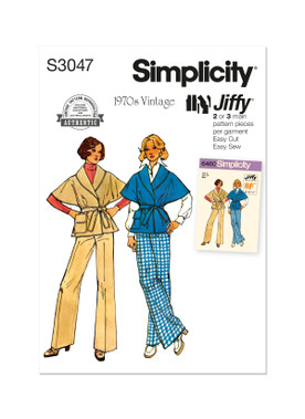 Simplicity Sewing Pattern 1970s Misses' Pants and Jacket