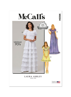 McCall's Sewing Pattern 1970s Misses' Dress by Laura Ashley (PDF)