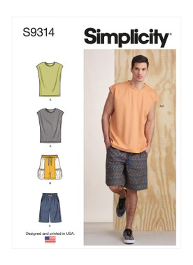 S9338  Simplicity Sewing Pattern Men's Pull-On Pants or Shorts