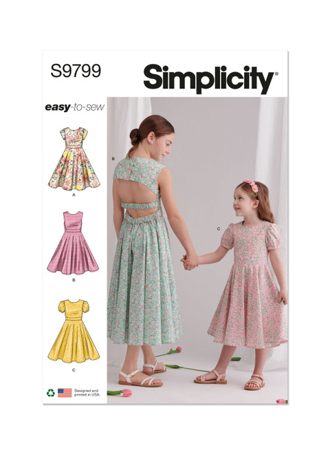 Simplicity S9799 | Children's and Girls' Dresses | Front of Envelope