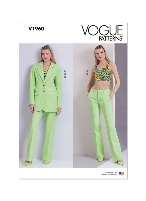 Vogue Pattern 2736 Guy Laroche designer Jacket and Pants for misses sizes  12, 14, 16 | Sewing Pattern Heaven