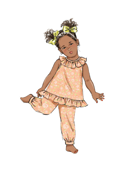 Butterick B6951 | Toddlers' Dress, Tops, Shorts, Pants and Kerchief