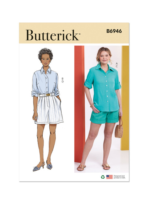 Butterick B6946 (PDF) | Misses' Shirts and Shorts | Front of Envelope