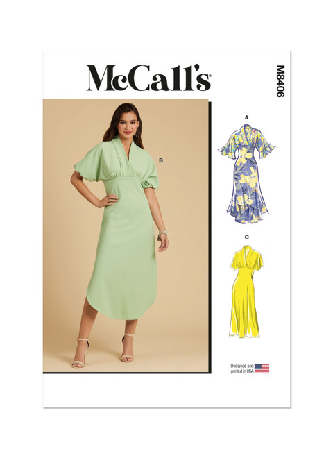 McCall's M8406 (PDF) | Misses' Dress with Sleeve and Hemline Variations | Front of Envelope