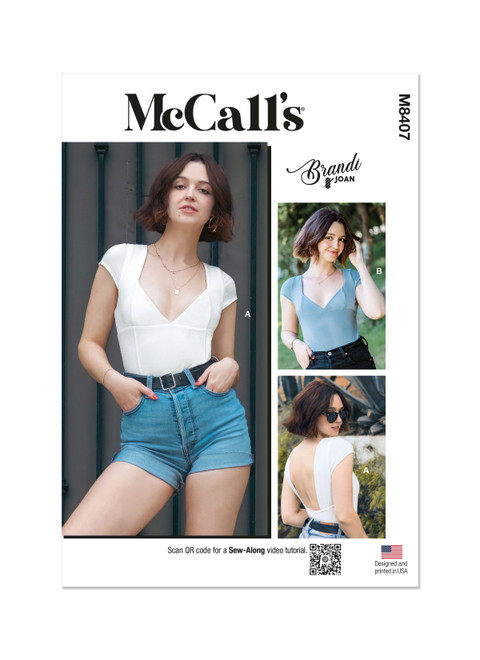 McCall's M8407 (PDF) | Misses' Knit Bodysuit and Top by Brandi Joan | Front of Envelope