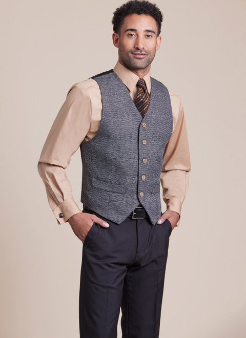McCall's M8415 (PDF) | Men's Lined Vest, Shirts, Tie and Bow Tie