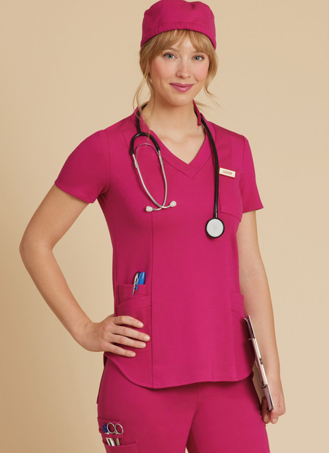 McCall's M8421 (PDF) | Misses' Knit Scrub Tops, Pants, Jogger and Cap