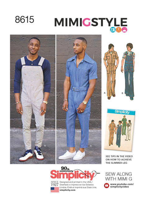 Simplicity S8615 (PDF) | Men's Vintage Jumpsuit and Overalls | Front of Envelope
