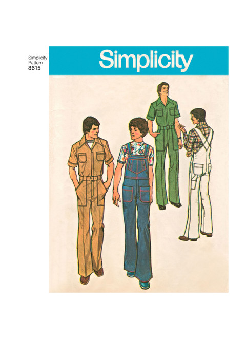 Simplicity S8615 (PDF) | Men's Vintage Jumpsuit and Overalls