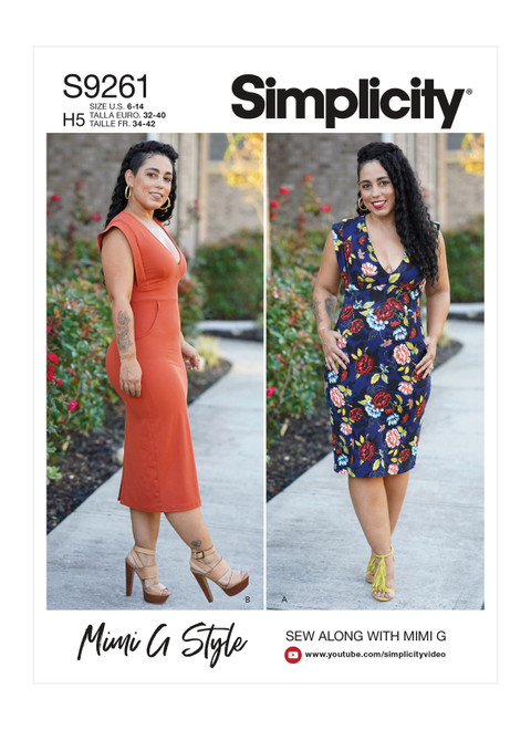 Simplicity S9261 (PDF) | Misses' Knits Only Dress In Two Lengths | Front of Envelope