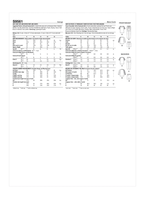 Simplicity S9561 (PDF) | Boys' Knit Top and Woven Pants and Shorts | Back of Envelope