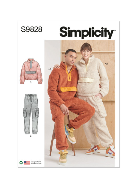 Simplicity S9828 | Unisex Sweatshirt and Pants | Front of Envelope