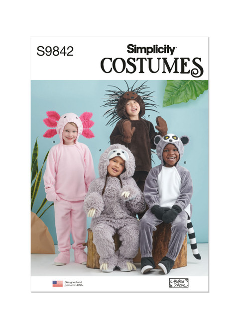 Simplicity S9842 | Children's Animal Costumes by Andrea Schewe Designs | Front of Envelope