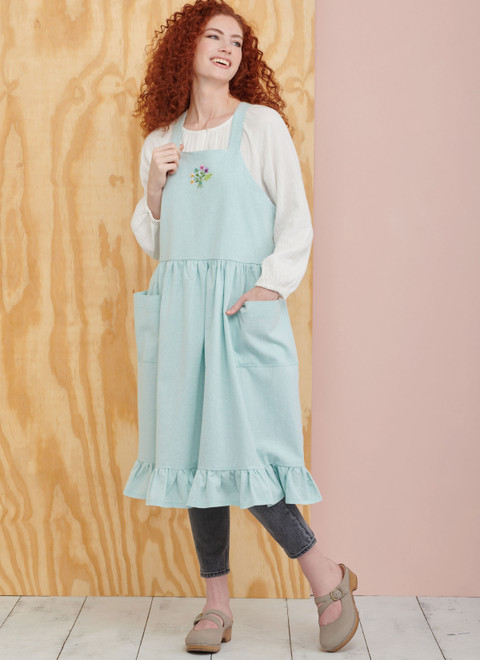 S9805 (PDF) | Misses' Pinafore Aprons and Tote in One Size