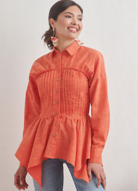 S9821 (PDF) | Misses' Blouse with Collar, Sleeve and Hemline