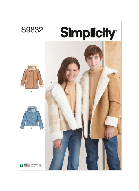Simplicity S9832 | Girls' and Boys' Jacket In Two Lengths | Front of Envelope