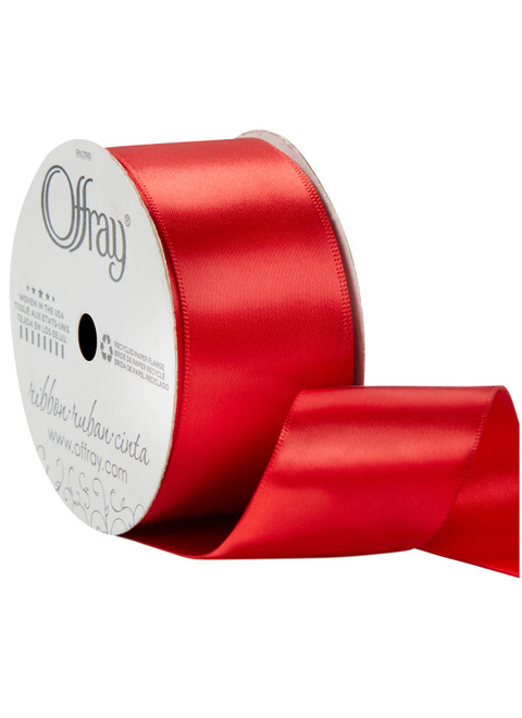 Double Face Satin Ribbon - Red, 1-1/2 x 21ft