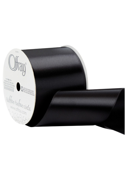 Offray Single Face Satin Ribbon 2-1/4X9'-White