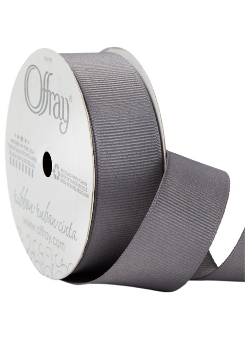 Offray Grosgrain Ribbon Pewter, 7/8" x 21ft