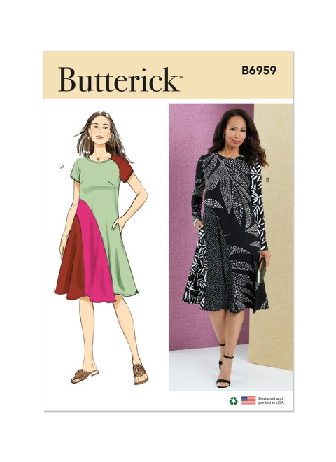 Butterick B6959 | Misses' Dress with Short and Long Sleeves | Front of Envelope