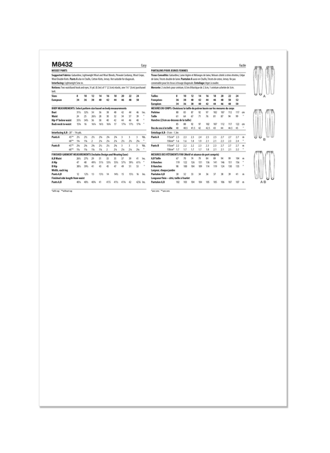 McCall's M8432 | Misses' Pants | Back of Envelope