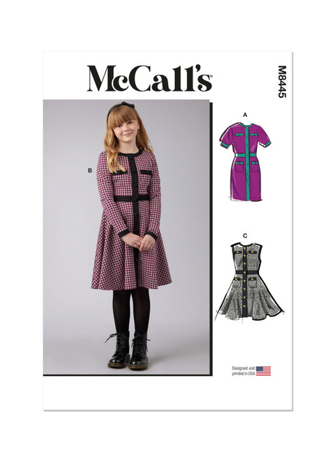 McCall's M8445 | Girls' Knit Dresses | Front of Envelope