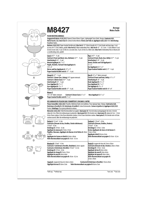 McCall's M8427 | Plush Nesting Animals | Back of Envelope