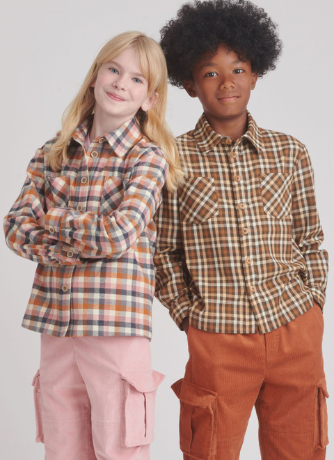 Simplicity S9864 | Girls' and Boys' Shirt and Cargo Pants