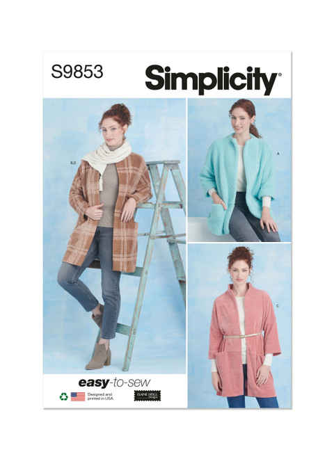 S9853 (PDF) | Misses' Coats and Scarf by Elaine Heigl Designs
