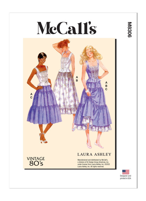 M8306 (PDF) | Misses' Top and Skirts by Laura Ashley (PDF