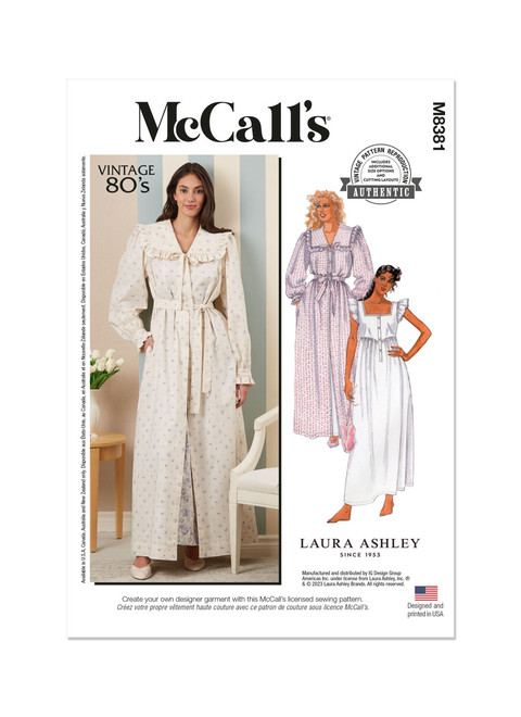 McCall's M8381 | Misses' Robe, Tie Belt and Nightgown by Laura Ashley | Front of Envelope