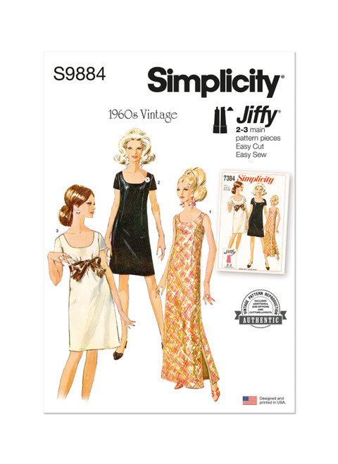 Simplicity S9884 | Misses' Dress in Two Lengths | Front of Envelope