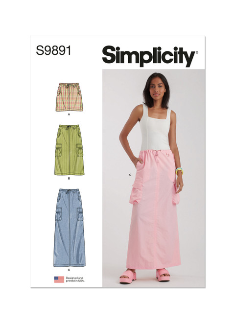 Simplicity S9891 | Misses' Skirt In Three Lengths | Front of Envelope