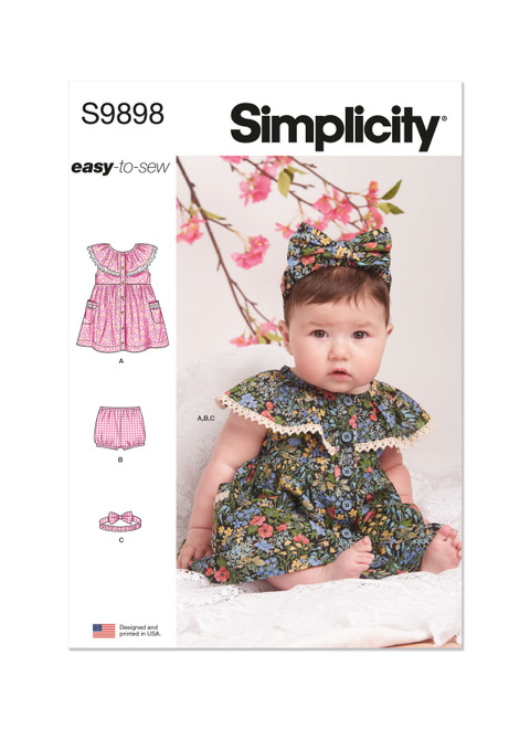 Simplicity S9898 | Babies' Dress, Panty and Headband | Front of Envelope