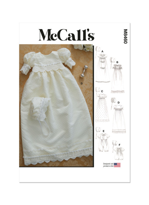 McCall's M8460 | Infant's Christening Gown, Romper and Bonnet | Front of Envelope