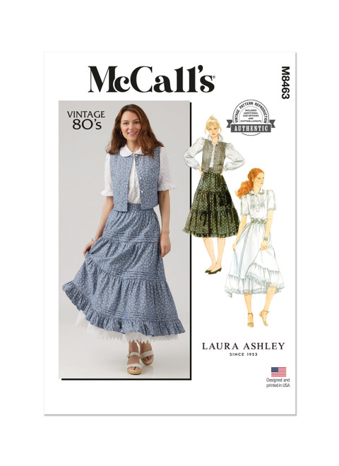 M8463 | Misses' Blouse, Vest, Skirt and Petticoat by Laura Ashley